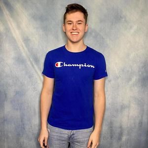 Blue Champion Tee White Spellout Logo